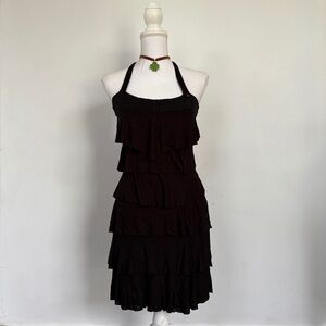 NWT Black guess ruffle halter neck dress.
